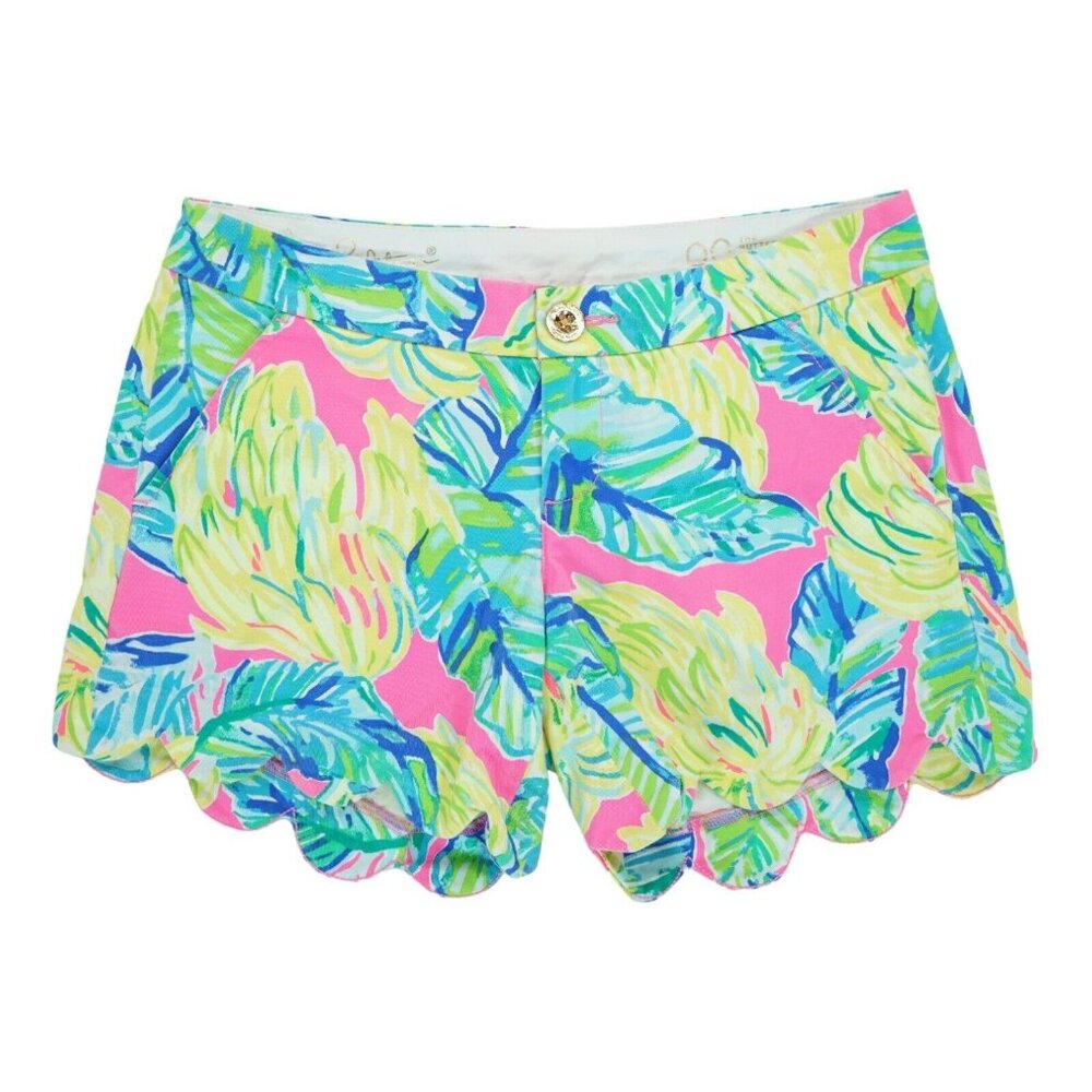 Lilly Pulitzer The Buttercup Stretch Shorts 5" Inseam Size 00 Leaf Print Preppy